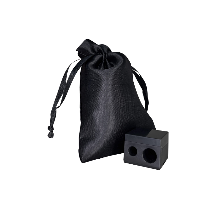 eye pencil sharpener and silk pouch